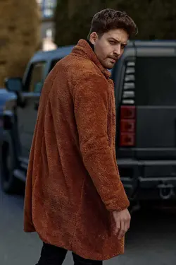 کاپشن قالب آستر‎دار زیر زمستانی راحت مخمل دو جیبه پالتو قهوه برند TURGAY AŞKIN TA COLLECTION کد 1674884683
