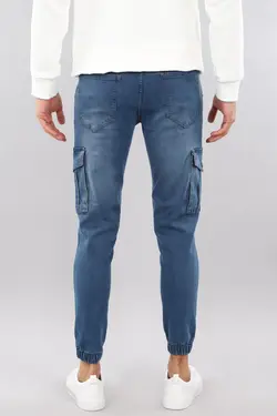 شلوار جین مردانه دور کمر کشی پاچه جیبدار دمپا کش جاگر آبی تیره برند Arlin کد 1645971106