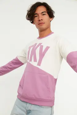 سوییشرت متناسب مردانه نیلی برند TRENDYOL MAN کد 1645805418