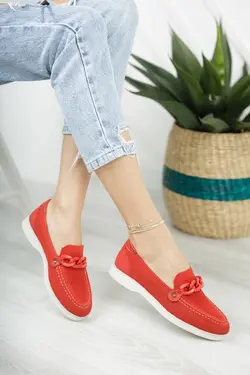 کفش راحتی بافتنی سگک دار زنانه قرمز برند Moda Değirmeni کد 1644216697