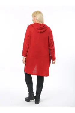 بافتنی کلاهدار کشی سایز بزرگ زنانه قرمز برند ViolettaXL کد 1644120968