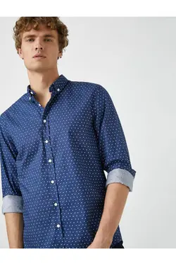 پیراهن کلاسیک یقه چاپی آستین بلند برند Koton کد 1643538234