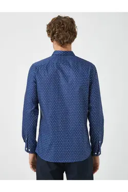 پیراهن کلاسیک یقه چاپی آستین بلند برند Koton کد 1643538234