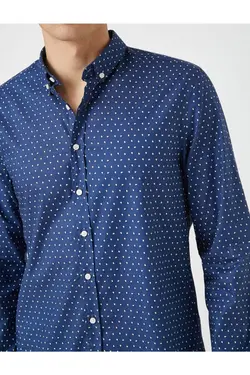 پیراهن کلاسیک یقه چاپی آستین بلند برند Koton کد 1643538234