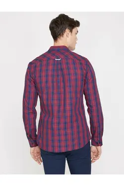 پیراهن کلاسیک مردانه یقه طرح‎دار جیبدار آستین بلند قرمز برند Koton کد 1643538244
