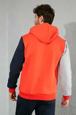 سوییشرت زیپدار چاپی کلاهدار قرمز برند Sateen Men کد 1642490636