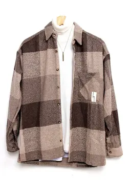 پیراهن فصل جدید مردانه طرح‎دار جیبدار قهوه‎ای برند İnan Store کد 1641864489