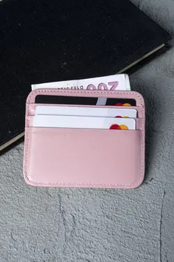 جا کارتی چرم اصل دو طرفه صورتی برند naft کد 1641847689