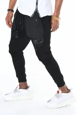 شلوار راحتی زیپدار پاچه طرحدار جیبدار مشکی برند DAVID&amp;GERENZO کد 1641583749