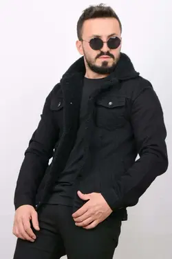 کت مردانه خزدار داخل مشکی برند Edwox کد 1641291740