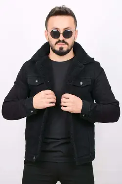کت مردانه خزدار داخل مشکی برند Edwox کد 1641291740