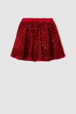 دامن کشی پولک دوز سال جدید کمردار دخترانه برند Defacto کد 1641087850