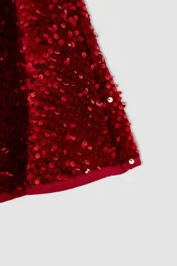 دامن کشی پولک دوز سال جدید کمردار دخترانه برند Defacto کد 1641087850