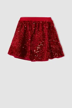 دامن کشی پولک دوز سال جدید کمردار دخترانه برند Defacto کد 1641087850