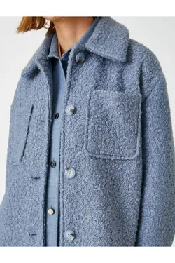 کت جیب دار دکمه‎دار طبقه مخمل یقه برند Koton کد 1640931922