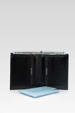 کیف پول جا کارتی چرم اصل مشکی برند bayderi کد 1675808772