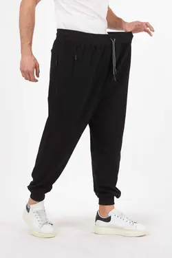 ست لباس راحتی جیب دار نخی لایکرا سایز بزرگ سیاه- خاکستری زیپدار مردانه برند FEVİLLE کد 1675605433