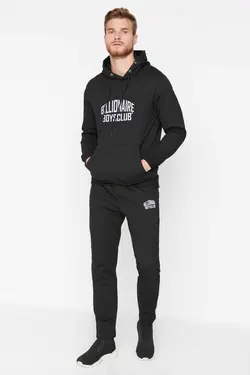 ست لباس راحتی متناسب چاپی مردانه مشکی برند TRENDYOL MAN کد 1675605269