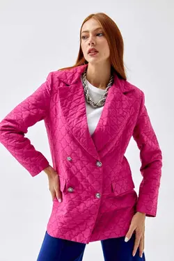 کت بلیزر طرح پنبه دوزی شده سرخابی زنانه برند Tuba Butik کد 1675329624