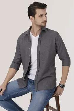 پیراهن ساده اسلیم فیت دودی برند Etikmen کد 1639214825