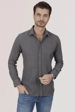 پیراهن ساده اسلیم فیت دودی برند Etikmen کد 1639214825