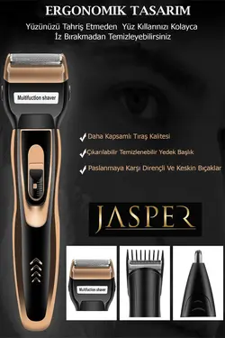 دستگاه گرفتن ریش سری سر/مو حرفه ای تیتانیوم اصلاح نوک ویژه 30 برند JASPER کد 1675955206