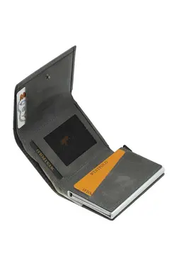 کیف پول طوسی جا کارتی چرم اصل مردانه برند Westpolo کد 1676085609