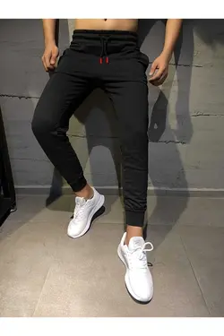 شلوار راحتی برش اسلیم فیت زمستانی 2نخ جاگر قالب تنگ مشکی مردانه برند Relax family xf کد 1676206210