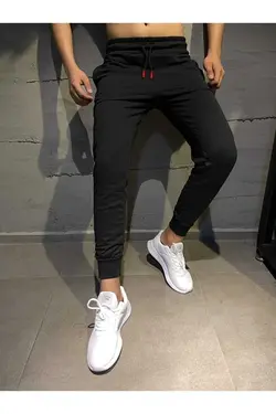 شلوار راحتی برش اسلیم فیت زمستانی 2نخ جاگر قالب تنگ مشکی مردانه برند Relax family xf کد 1676206210