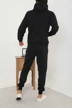ست لباس راحتی کلاهدار جیب دار پارچه کلفت 3نخ مشکی مردانه برند 3MODA کد 1676202308