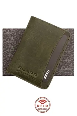 کیف پول محافظ کوچک سبز جا کارتی چرم اصل برند Flapp کد 1676731104