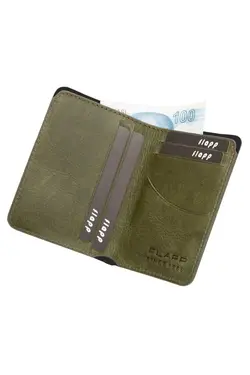 کیف پول محافظ کوچک سبز جا کارتی چرم اصل برند Flapp کد 1676731104
