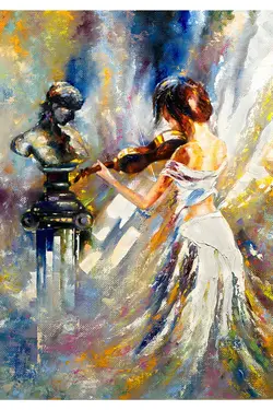 تابلو ویولن به صورت دخترانه چرب زنگ زدن برند Tablo Deposu کد 1676689823