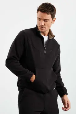 ست لباس راحتی زیپ دار پلار پاچه لاستیک یقه ایستاده نیمه مردانه مشکی برند Tommy Life کد 1676820996