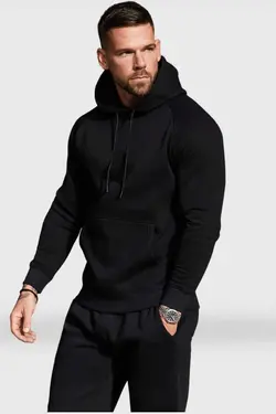 سوییشرت قالب پایین ست لباس راحتی کلاهدار اسلیم فیت بالا مشکی مردانه برند Me And 13 Black کد 1676820987