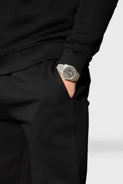 سوییشرت قالب پایین ست لباس راحتی کلاهدار اسلیم فیت بالا مشکی مردانه برند Me And 13 Black کد 1676820987