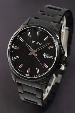 ساعت مچی با تقویم فولادی مشکی مردانه برند Ferrucci کد 1676802443