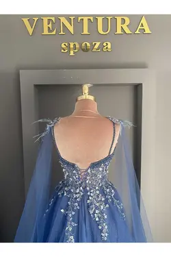 پلارین شانه ای در قلاب دوزی شده طرح‎دار لباس شب آوریل قسمتی با ونتورا برند VENTURA SPOZA کد 1676785946