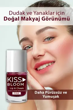رژگونه لب به صورت طبیعی 11میلی لیتر صورتی &amp; برند KISS &amp; BLOOM کد 1676779872
