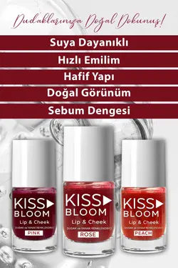 رژگونه لب به صورت طبیعی 11میلی لیتر صورتی &amp; برند KISS &amp; BLOOM کد 1676779872