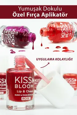 رژگونه لب به صورت طبیعی 11میلی لیتر صورتی &amp; برند KISS &amp; BLOOM کد 1676779872