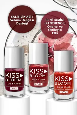 رژگونه لب به صورت طبیعی 11میلی لیتر صورتی &amp; برند KISS &amp; BLOOM کد 1676779872