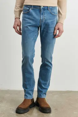 شلوار جین برش اسلیم فیت کشی Magic آبی قالب تنگ مردانه برند Altınyıldız Classics کد 1676873188