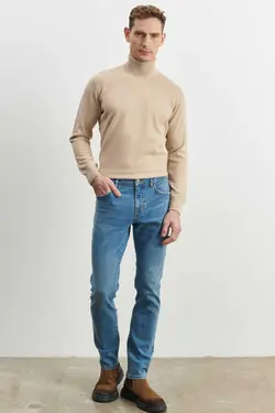 شلوار جین برش اسلیم فیت کشی Magic آبی قالب تنگ مردانه برند Altınyıldız Classics کد 1676873188