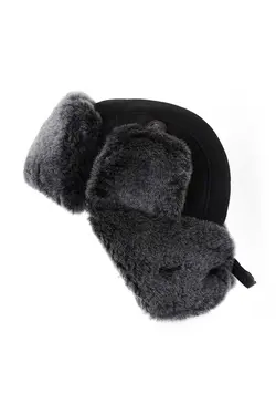 کلاه خلبانی مشکی خزدار چرم برند Mumcu's Leather کد 1676973325