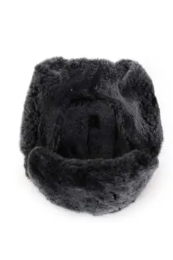 کلاه خلبانی مشکی خزدار چرم برند Mumcu's Leather کد 1676973325