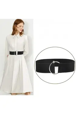 کمر پیراهن ست کمربند دور کشی شتری &amp; مشکی زنانه برند Beltingo کد 1677097762