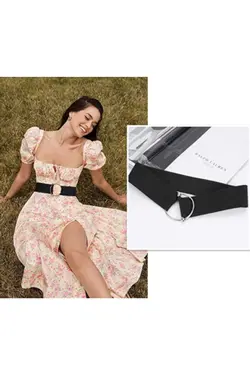 کمر پیراهن ست کمربند دور کشی شتری &amp; مشکی زنانه برند Beltingo کد 1677097762