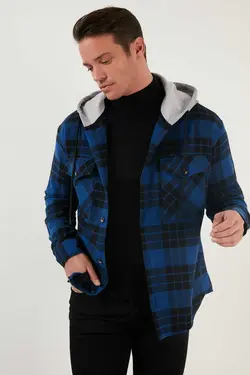 پیراهن کلاهدار دو جیبه مردانه چهارخونه برند Buratti کد 1677416805