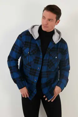 پیراهن کلاهدار دو جیبه مردانه چهارخونه برند Buratti کد 1677416805